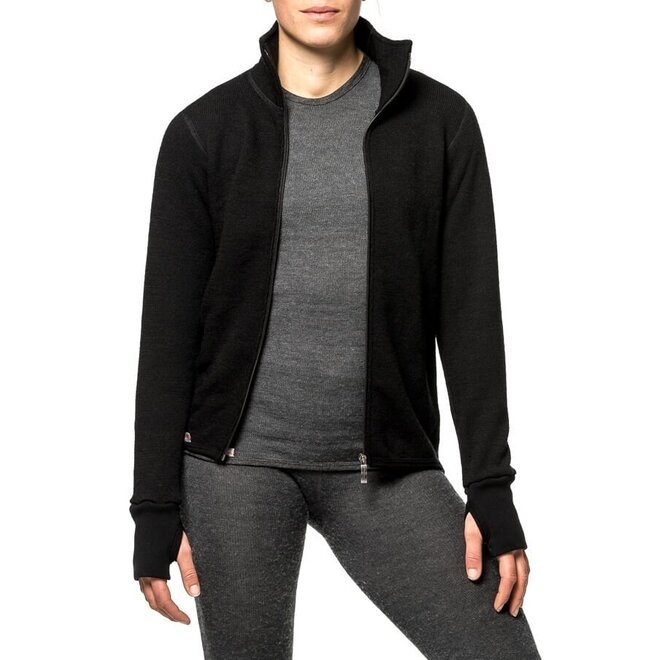 Merino Mid Layer Full Zip Jacket 400 - Schwarz