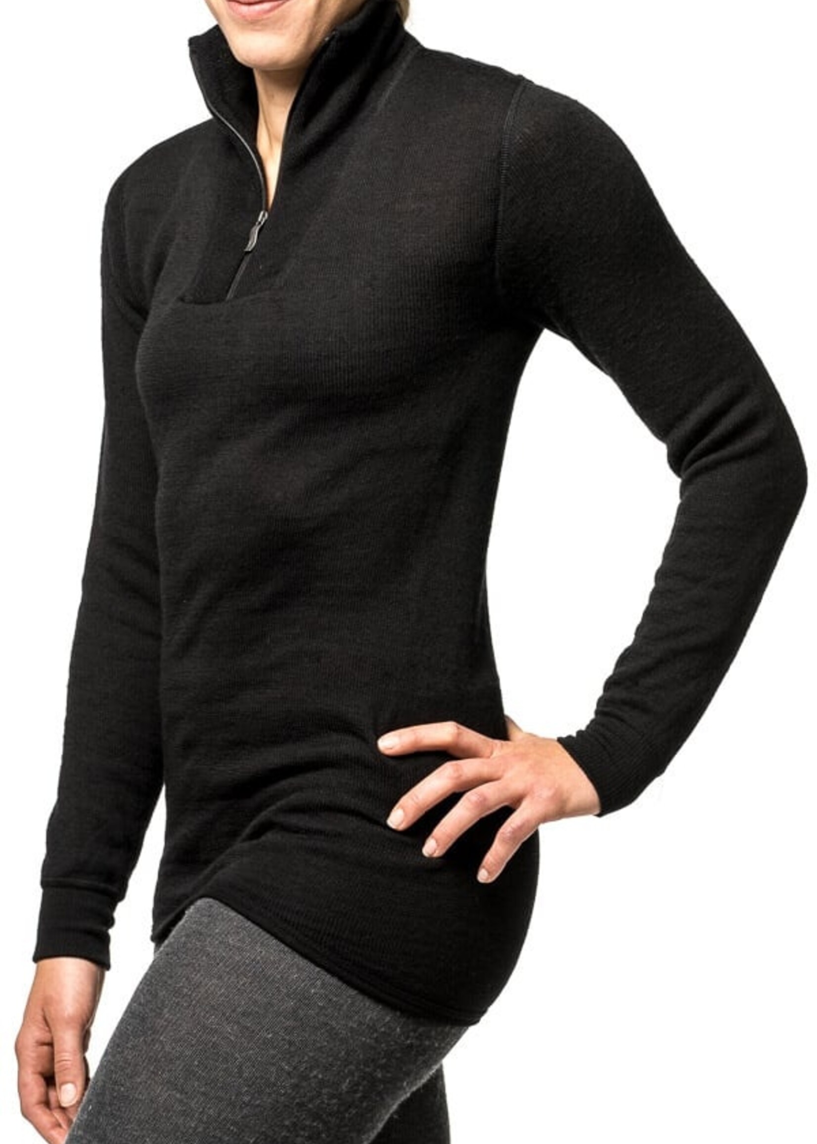 Woolpower Merino Mid Layer - Zip Rollkragenpullover 400 - Schwarz