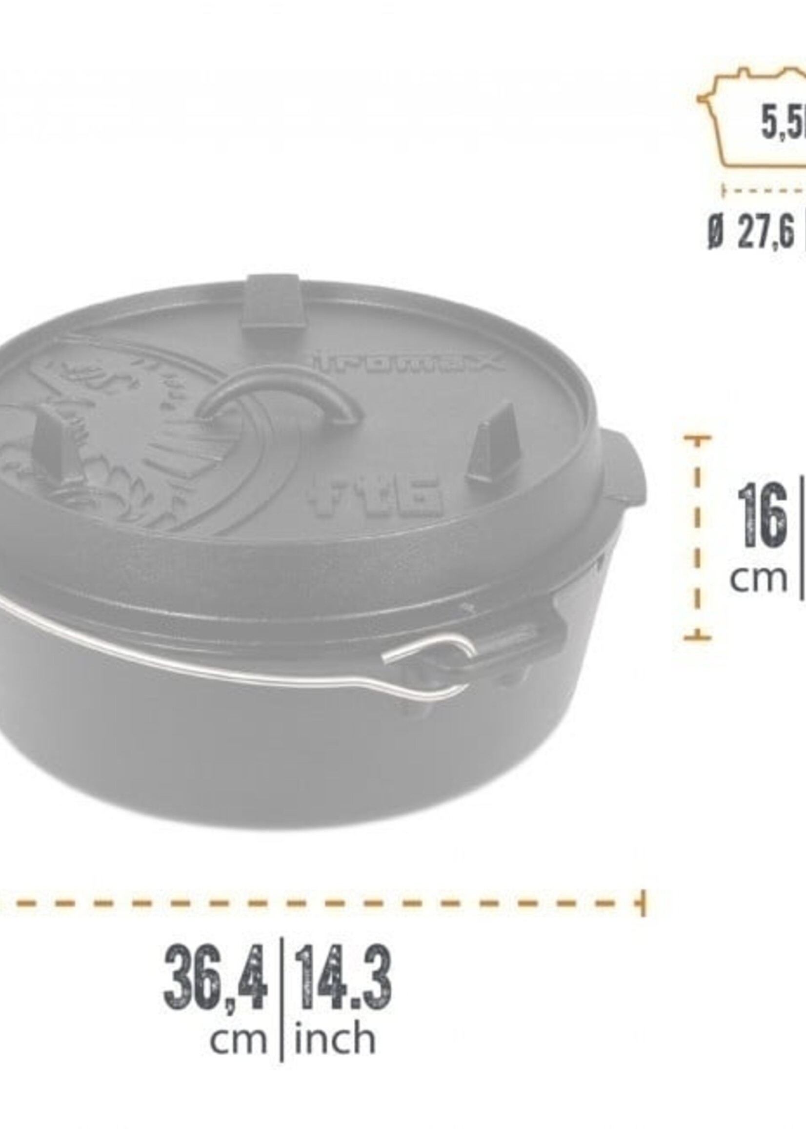 Petromax Dutch Oven FT6-6QT - Feuertopf Ohne Beine