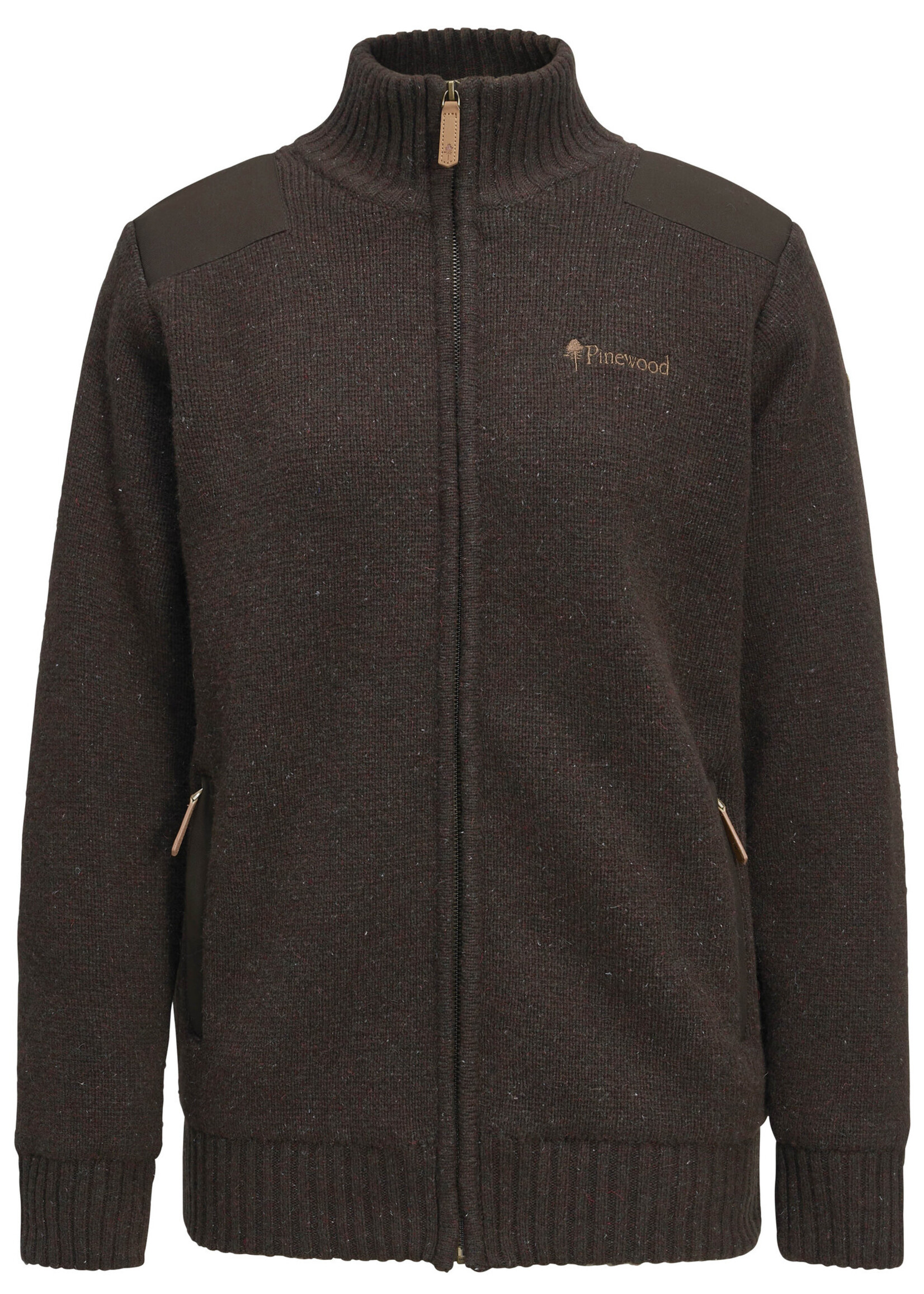 Pinewood Hurricane Pullover mit durchgehendem Reißverschluss - Dunkelbraun Melange