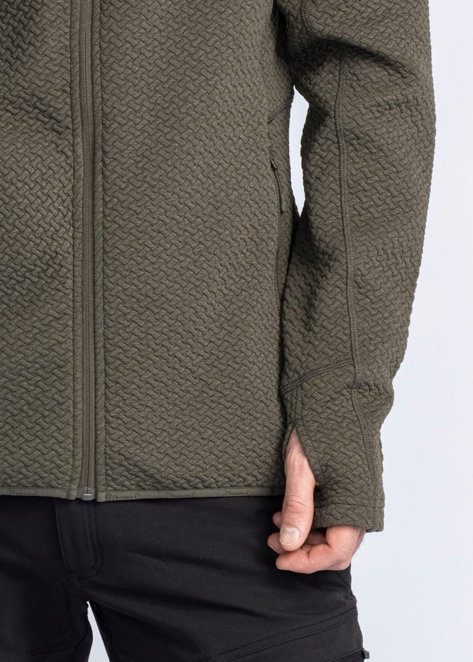 Pinewood Everyday Travel Pullover mit durchgehendem Reißverschluss - Dunkelgrün Melange