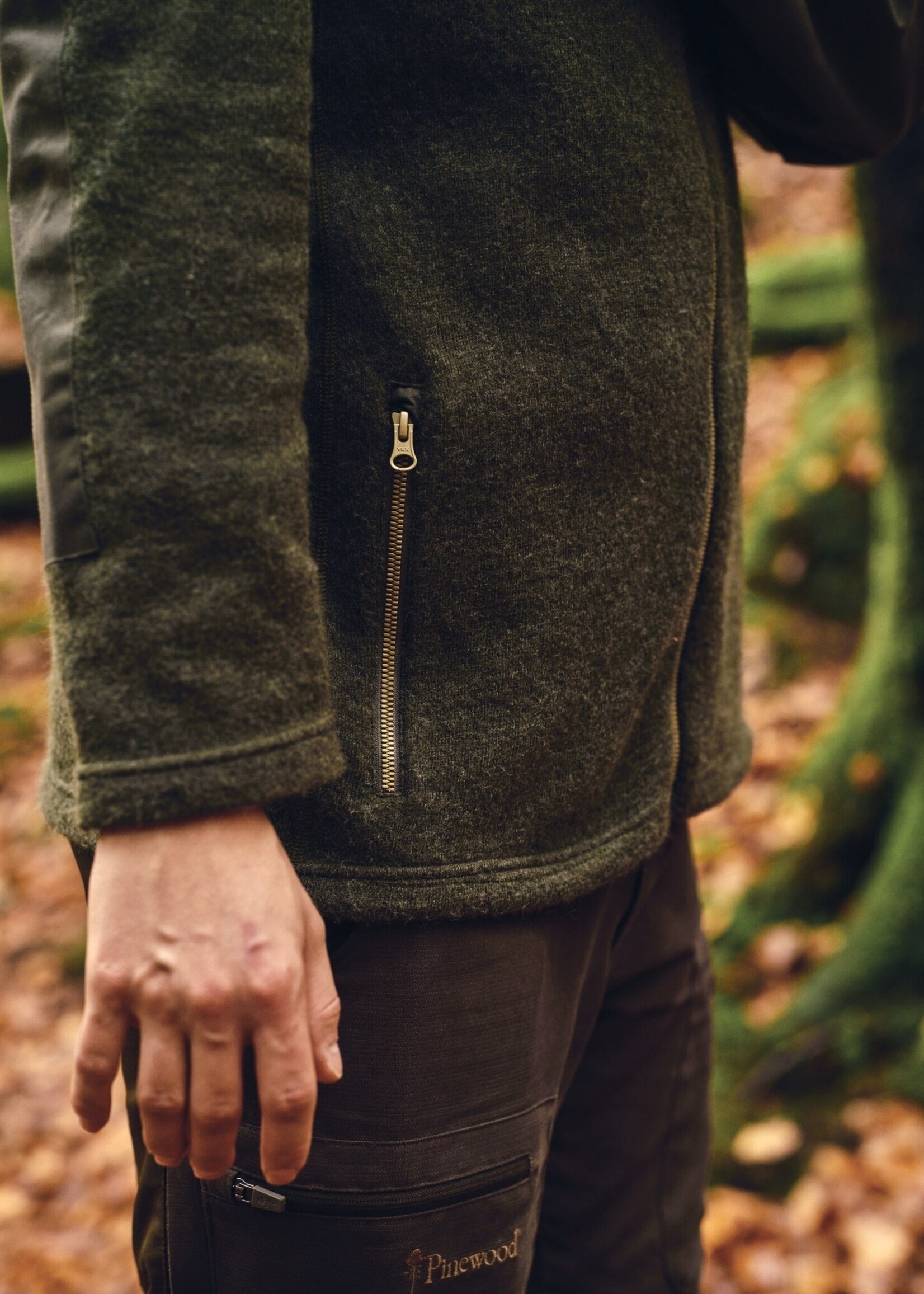 Pinewood Lappland Strickjacke aus gefilzter Wolle - Grün Melange