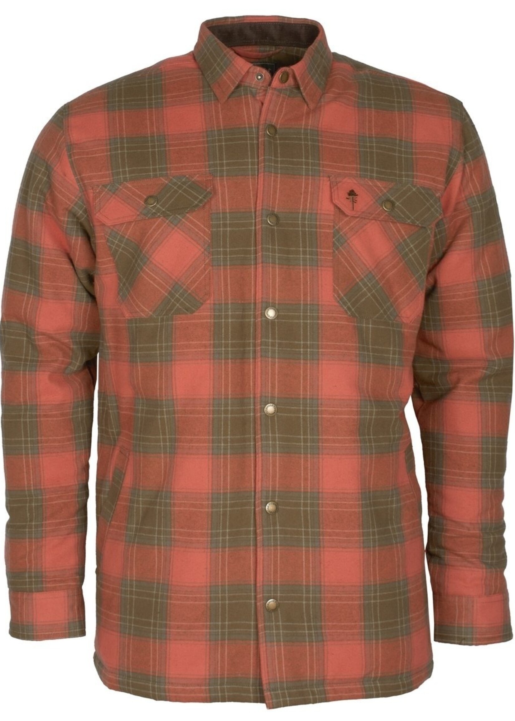 Pinewood Finnveden Kariertes wattiertes Überhemd - Terracotta/Olive
