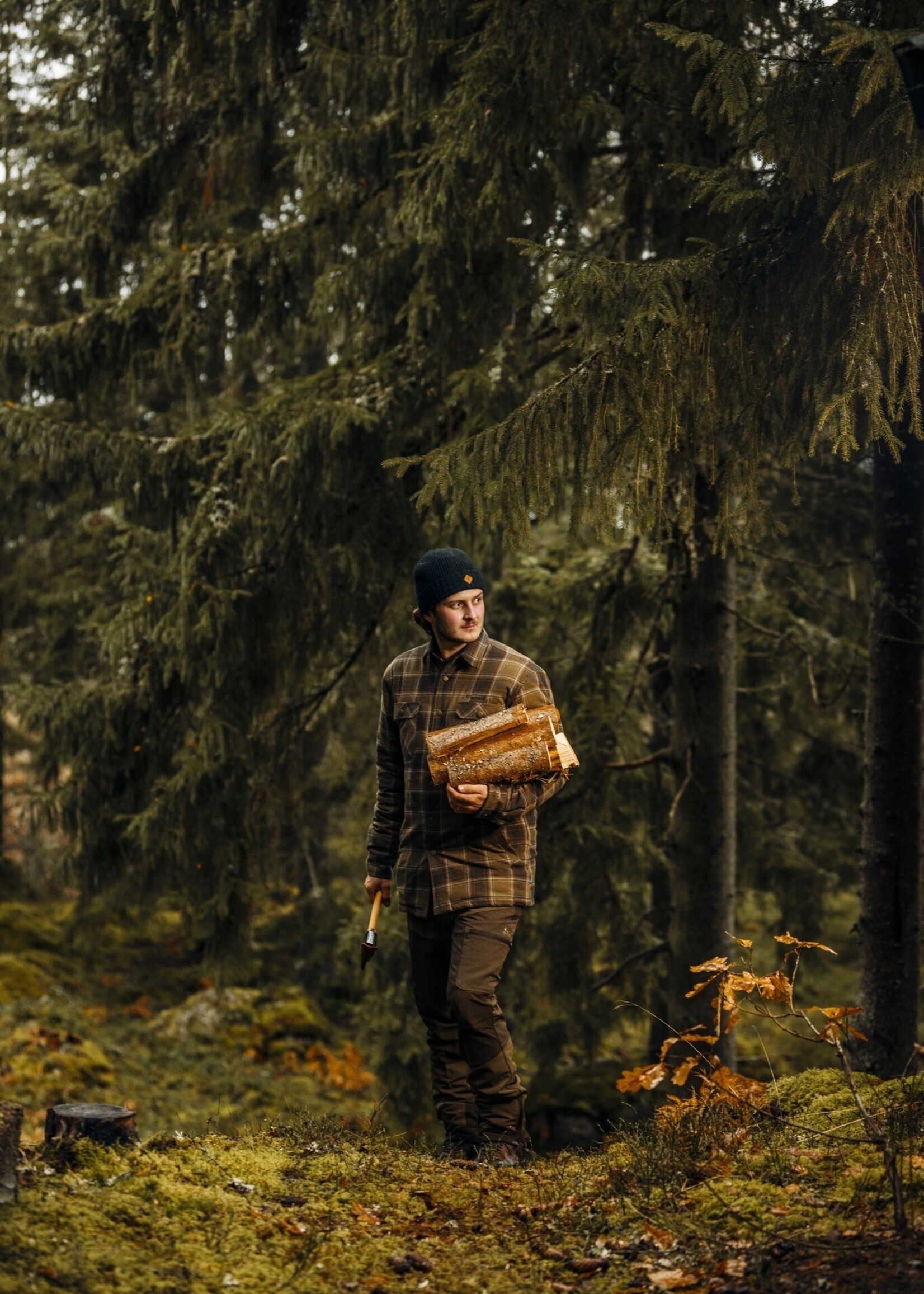 Pinewood Finnveden Kariertes wattiertes Überhemd - Terracotta/Olive