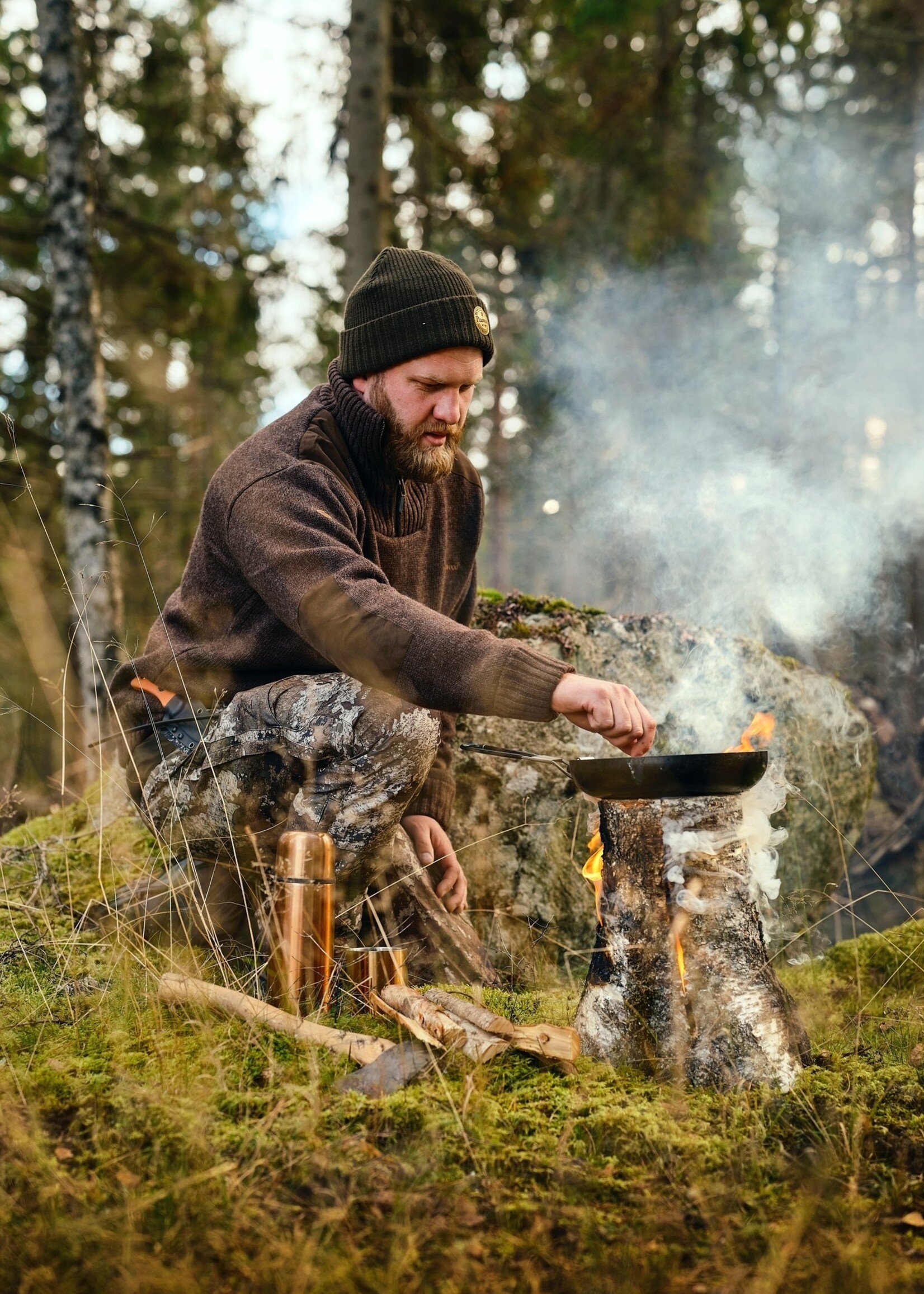 Pinewood Hurricane Pullover - Braun Melange