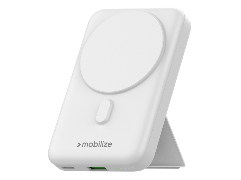 Mobilize Magnetic Wireless Magsafe Compatible PD Stand Power Bank 10000mAh 15W White