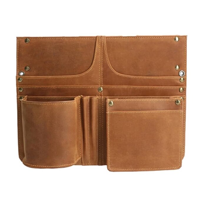 Cahore Lederen Horeca heupschort | Bruin leer | Poetsdoek en kelnersbeurs houder