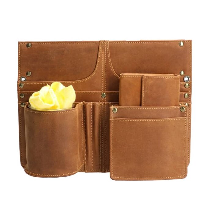 Cahore Lederen Horeca heupschort | Bruin leer | Poetsdoek en kelnersbeurs houder