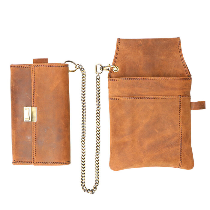 Cahore Lederen Horeca Portemonnee met holster | Bruin | Kelner & Bedieningsportemonnee