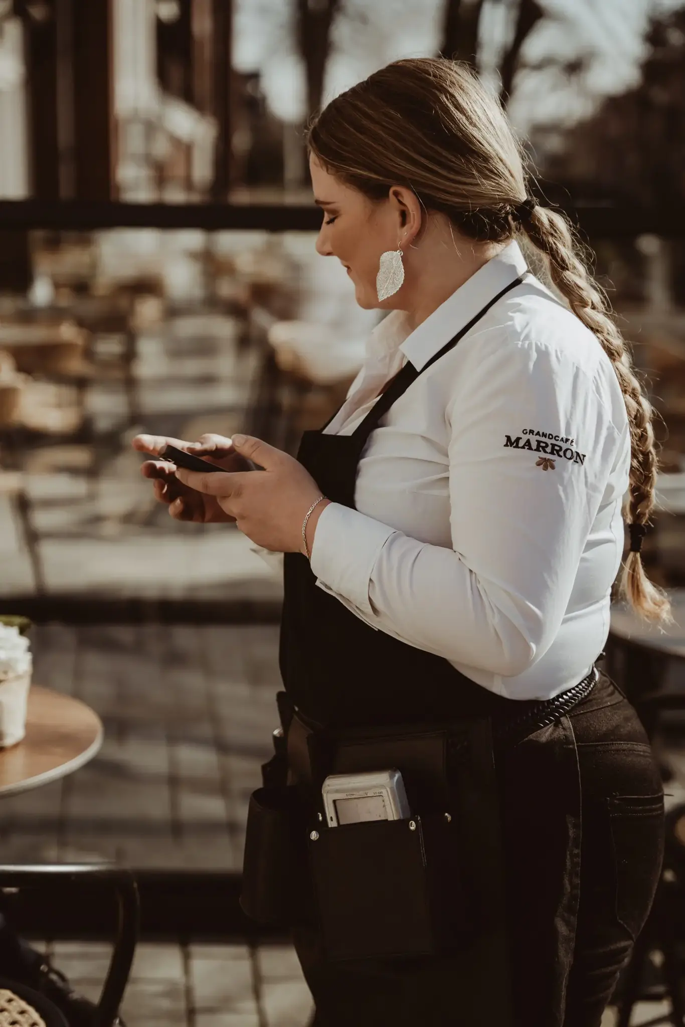Horeca schort van leer