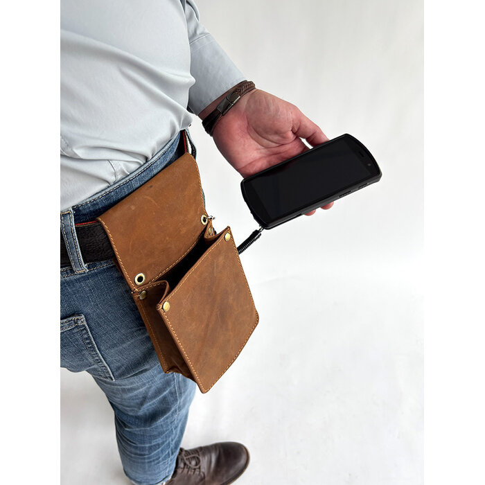 Cahore Lederen Horcea Terminal holster XL | Bruin | Telefoon en terminal holster - Copy