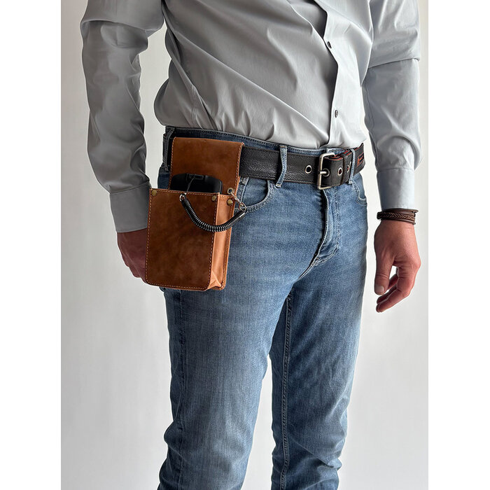Cahore Lederen Horcea Terminal holster XL | Bruin | Telefoon en terminal holster - Copy