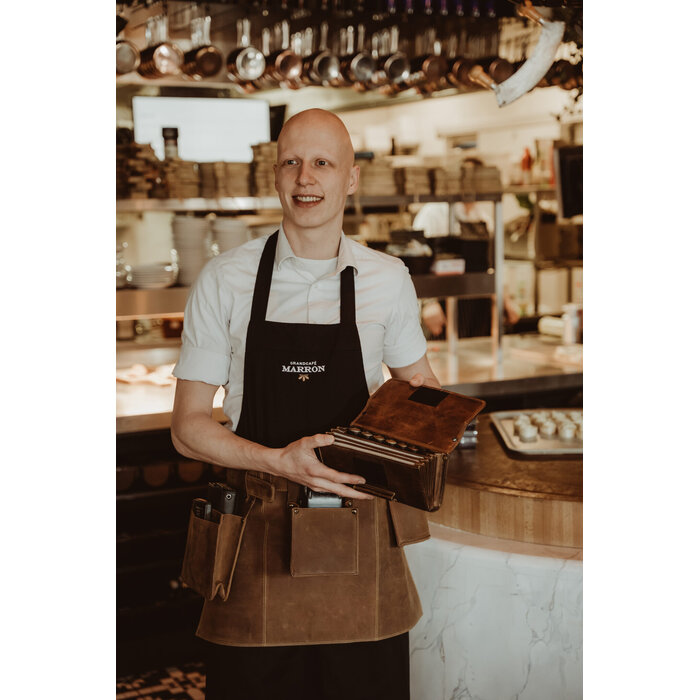 Cahore Lederen Horeca Portemonnee met Munthouder | Bruin | Eurokitkelnerbeurs | 6 munts