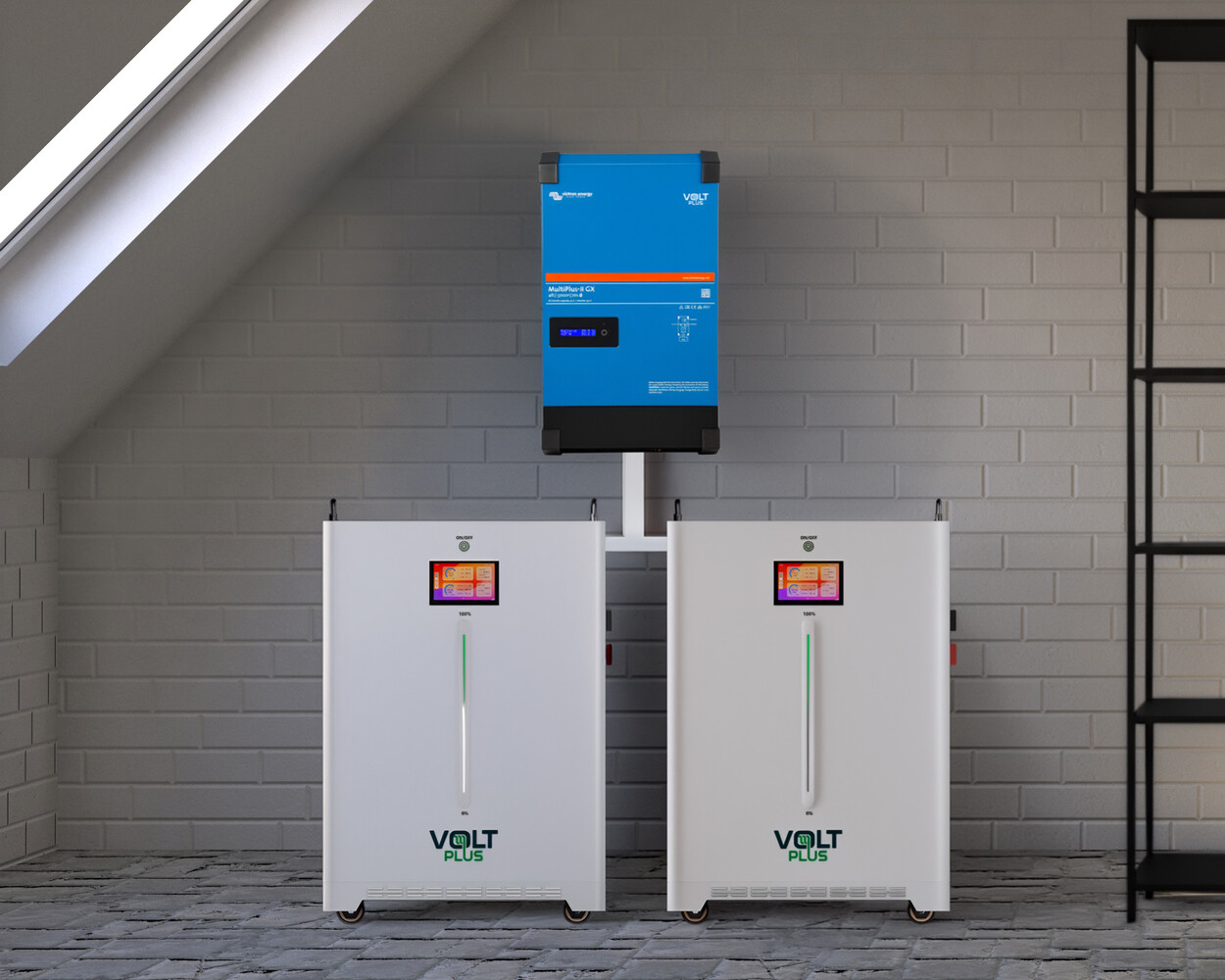 Victron Voltplus 6,5 kW Victron omvormer met 32 kWh accu
