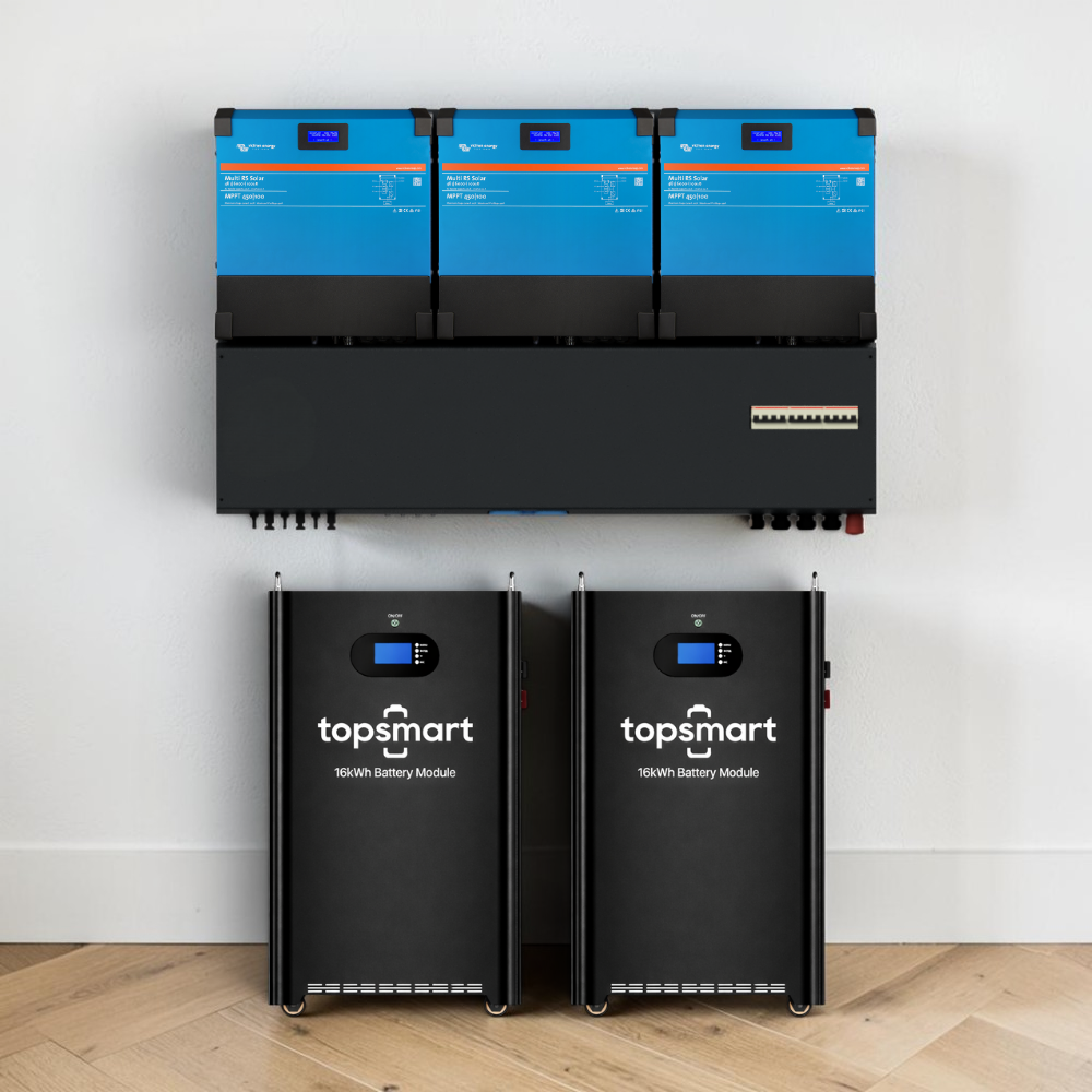 Victron VoltPlus 18kVA Victron 3-fase omvormer met 32 kWh accu Victron VoltPlus 18kVA Victron 3-fase omvormer met 32 kWh accu