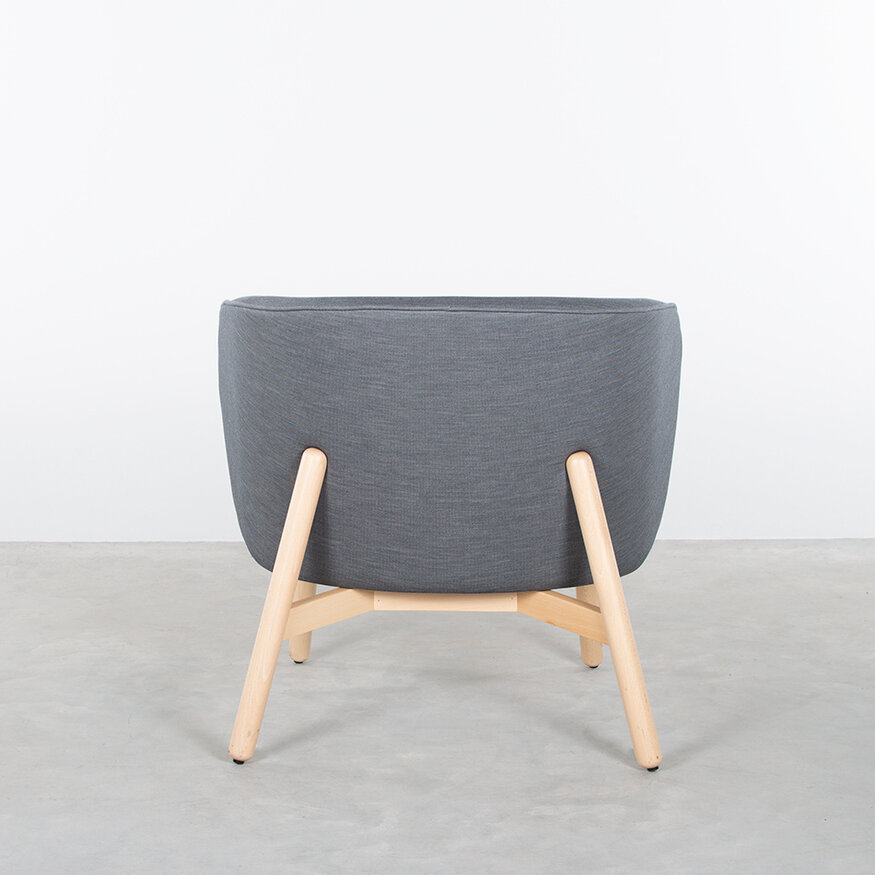 Dum beech club fauteuil beuken frame grijze stof