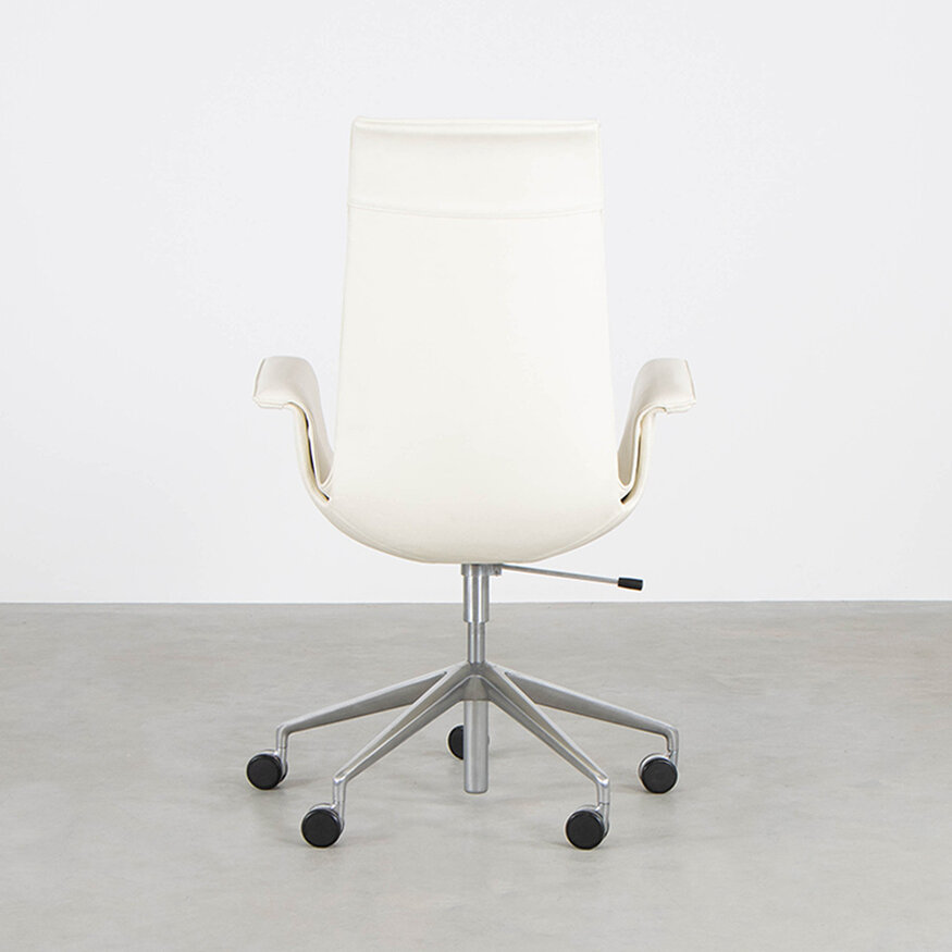 Knoll Fabricius and Kastholm FK Tulip Desk Chair White Cream Leather Walter Knoll