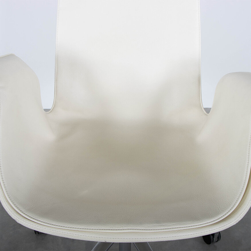 Knoll Fabricius and Kastholm FK Tulip Desk Chair White Cream Leather Walter Knoll