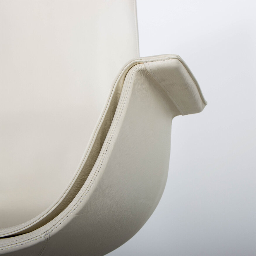 Knoll Fabricius and Kastholm FK Tulip Desk Chair White Cream Leather Walter Knoll
