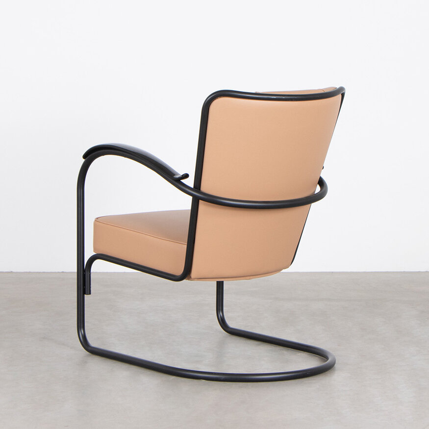 Dutch Originals Gispen 412 Armchair Light Brown Leather Black Frame Dutch Originals