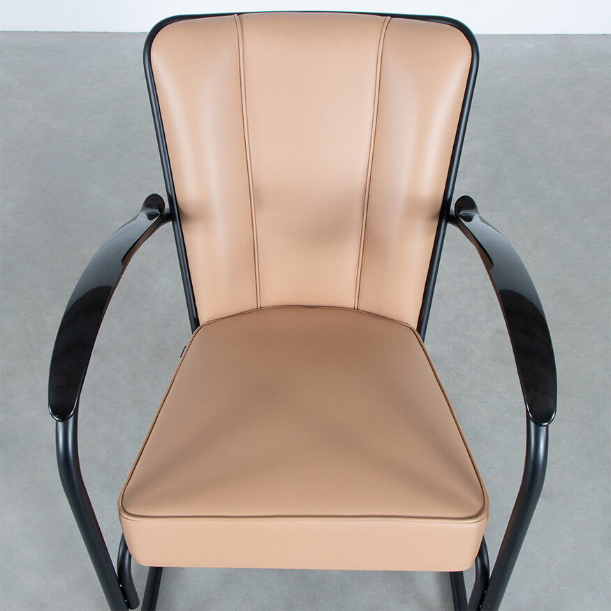 Dutch Originals Gispen 412 Armchair Light Brown Leather Black Frame Dutch Originals