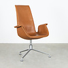 Knoll Set van 6 Fabricius en Kastholm FK Tulip stoelen highback cognac leer Walter Knoll