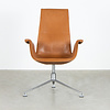 Knoll Set van 6 Fabricius en Kastholm FK Tulip stoelen highback cognac leer Walter Knoll