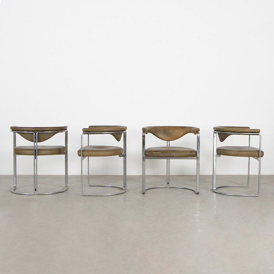 Kill International Set of 4 Horst Brüning dining chairs leather Kill International