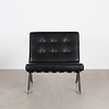 Retro lounge fauteuil skai leer met mooi frame jaren 60