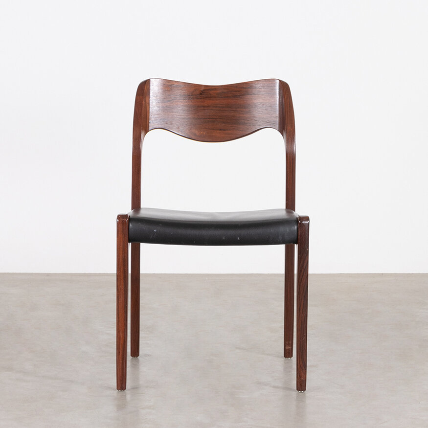 J.L. Møllers Møbelfabrik Niels Otto Moller chair model 71 black leatherette JL Mollers Mobelfabrik