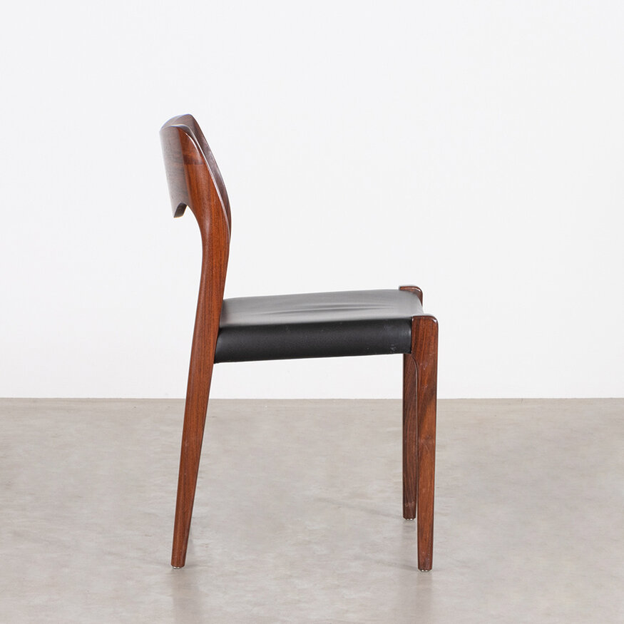 J.L. Møllers Møbelfabrik Niels Otto Moller chair model 71 black leatherette JL Mollers Mobelfabrik
