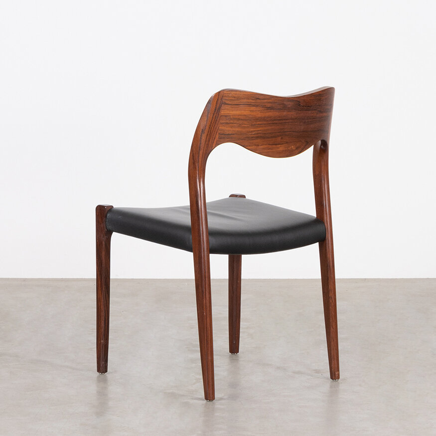 J.L. Møllers Møbelfabrik Niels Otto Moller chair model 71 black leatherette JL Mollers Mobelfabrik