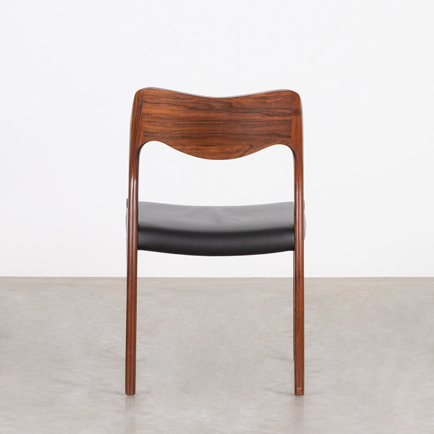 J.L. Møllers Møbelfabrik Niels Otto Moller chair model 71 black leatherette JL Mollers Mobelfabrik
