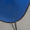 Herman Miller Eames DSR chair anthracite fiberglass shell and blue hopsak fabric Herman Miller