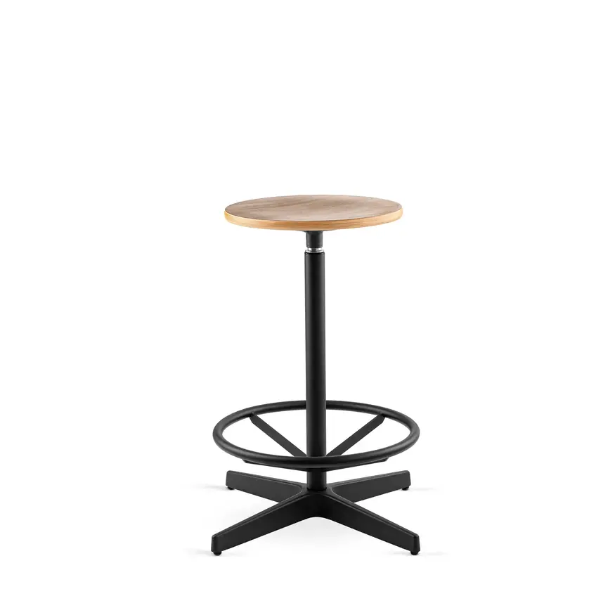 Dykmeyer Jops Industriële Counter Barkruk Grafietzwart (RAL 9011) | Walnoot Zitting