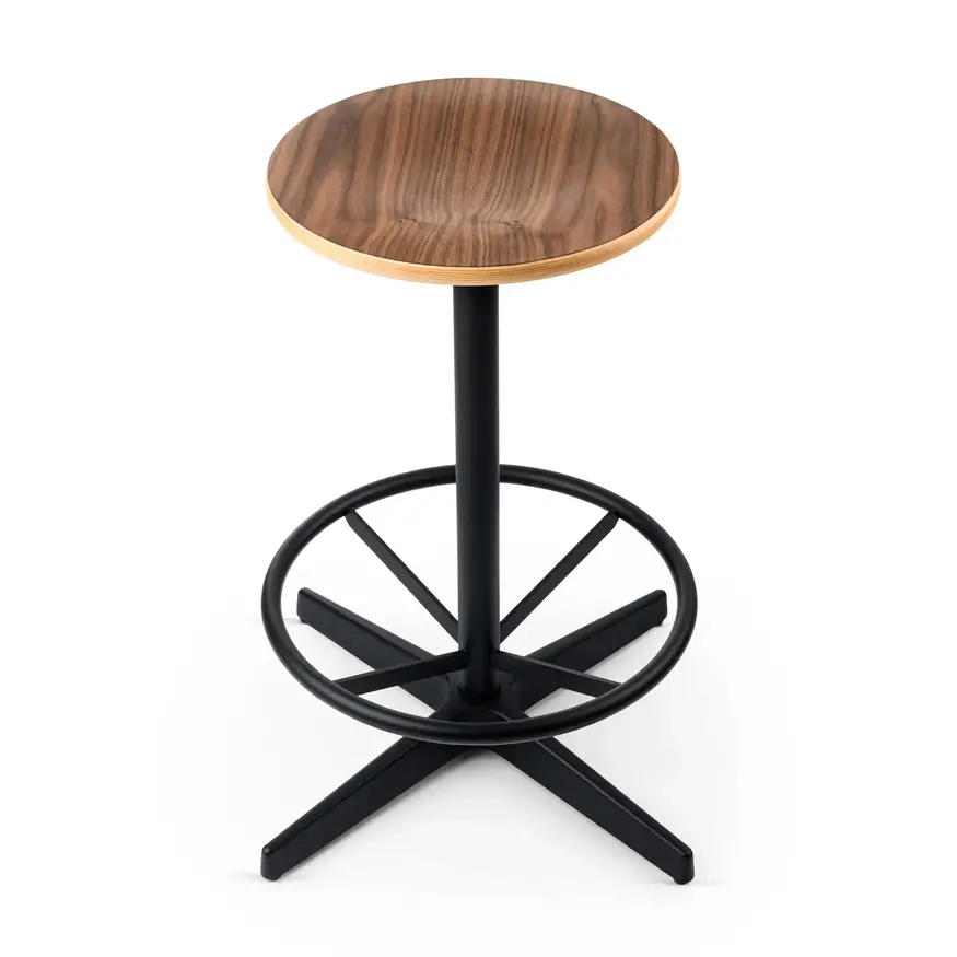 Dykmeyer Jops Industrial Design Counter Barstool Graphite Black (RAL 9011) | Walnut Seat