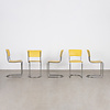 Gispen Set of 5 Gispen 108 yellow leatherette chairs, original from the 1930s