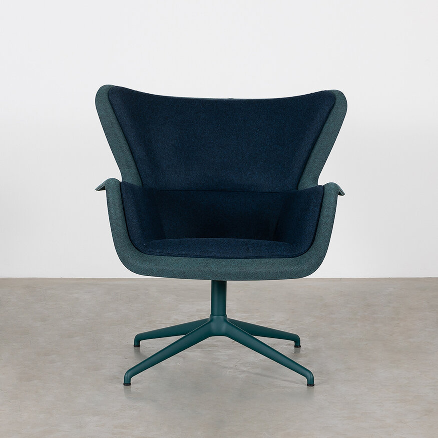 Dykmeyer Spettr Draaifauteuil Petrol Stof Wolvilt Blauw