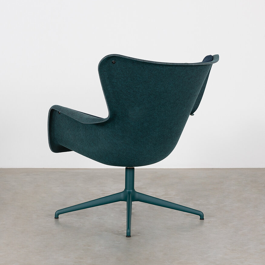 Dykmeyer Spettr Draaifauteuil Petrol Stof Wolvilt Blauw