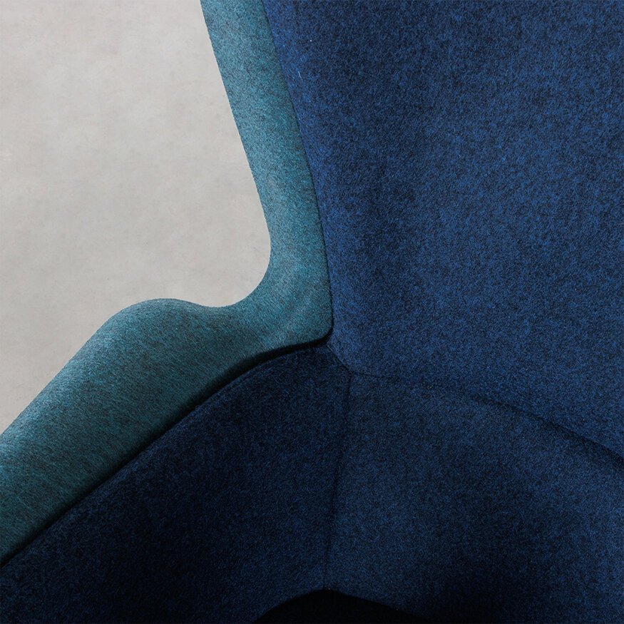 Dykmeyer Spettr Swivel Armchair Petrol Fabric Wool Felt Blue