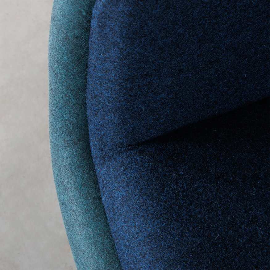 Dykmeyer Spettr Swivel Armchair Petrol Fabric Wool Felt Blue