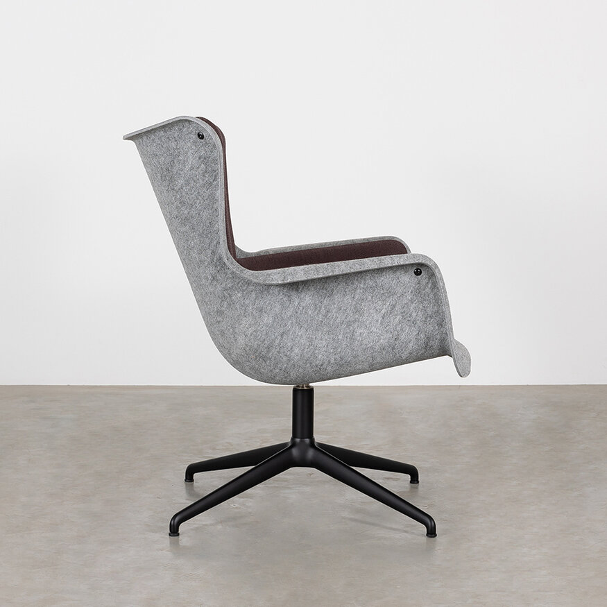De Machinekamer Spettr Swivel Armchair Light Grey Fabric Prairie Purple