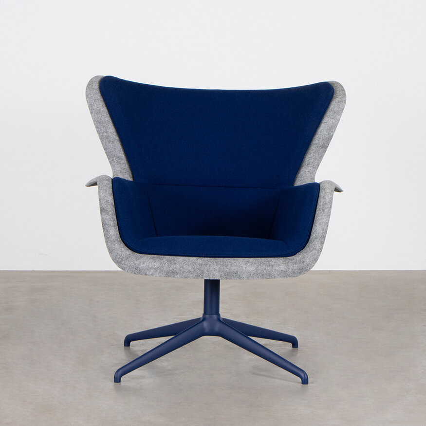 Dykmeyer Spettr Swivel Armchair Light Grey Fabric Tonus Blue