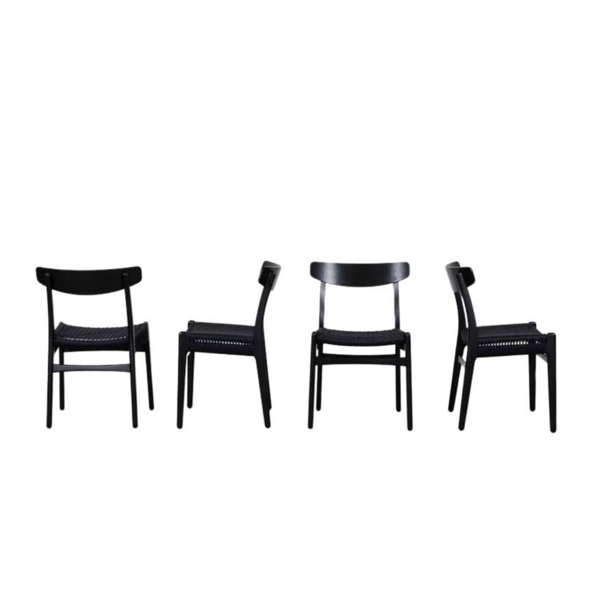 Carl Hansen & Søn Set of 4 Hans Wegner chairs model CH23 black Carl Hansen and Son
