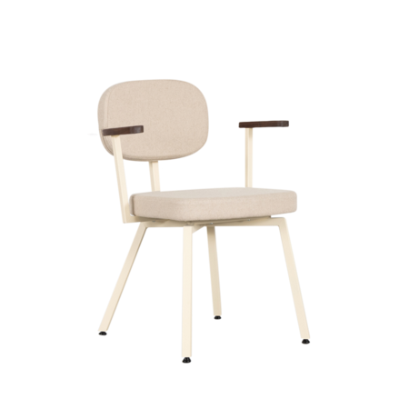 MK Chair With Walnut Armrests Ivory | Beige