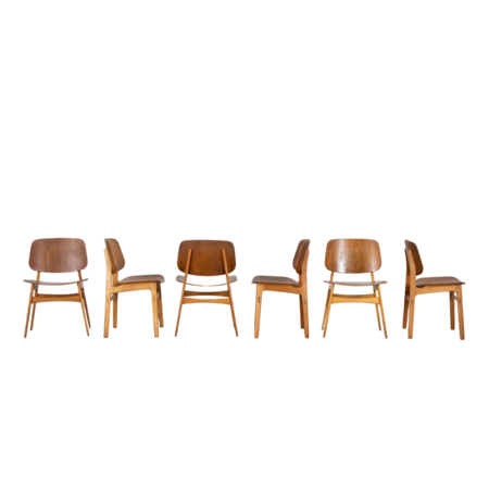 Set van 6 Borge Mogensen stoelen model 155