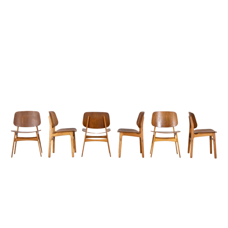 Set of 6 Børge Mogensen chairs model 155