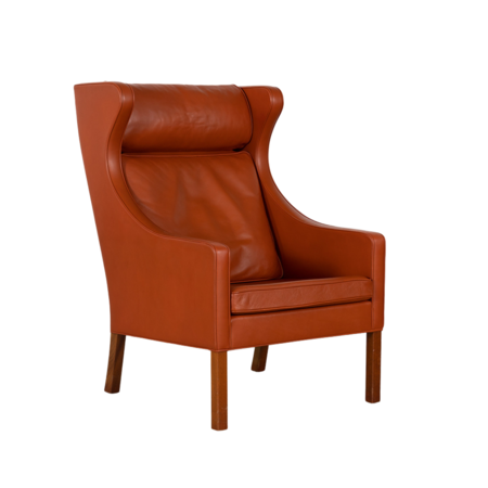 Børge Mogensen Wing Chair Model 2204 Cognac Leer