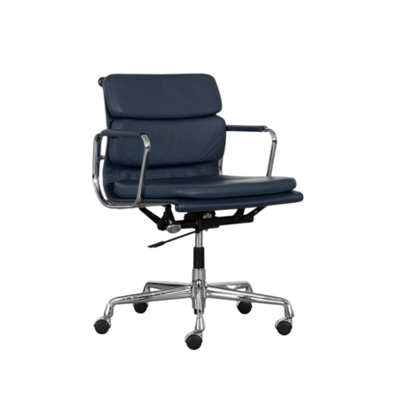 Eames EA217 office chair blue leather chrome frame Vitra
