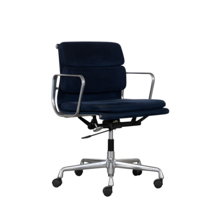 Eames EA217 office chair blue suede aluminum frame Vitra